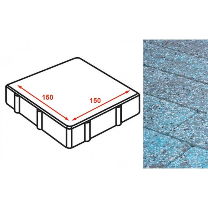 Плита тротуарная Готика Granite FINERRO, квадрат, Азул Бахия 150*150*80 мм