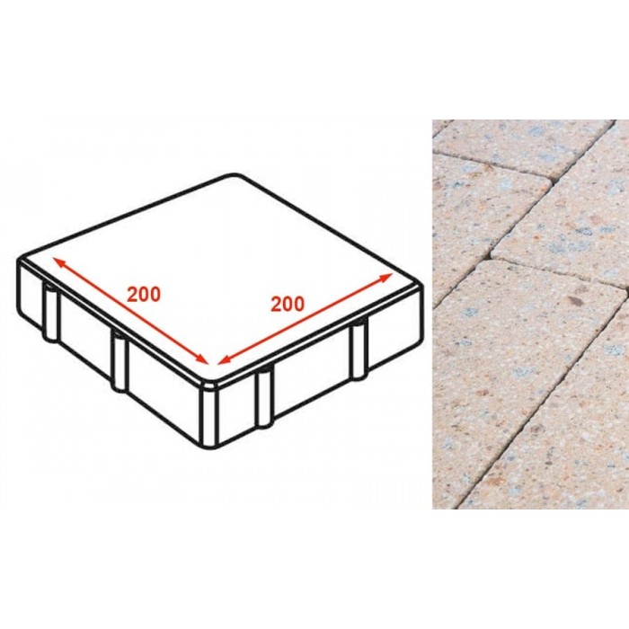 Плита тротуарная Готика Granite FINERRO, квадрат, Павловское 200*200*80 мм