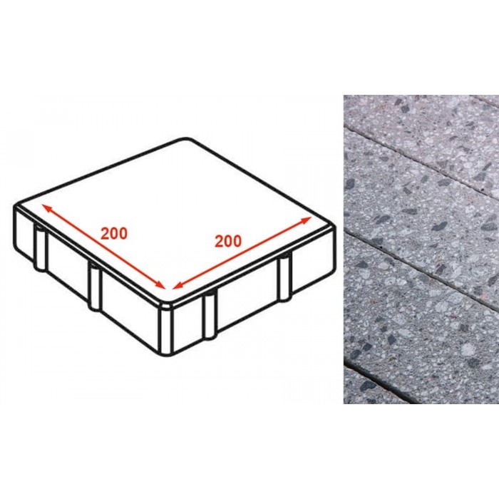 Плита тротуарная Готика Granite FINERRO, квадрат, Галенит 200*200*80 мм