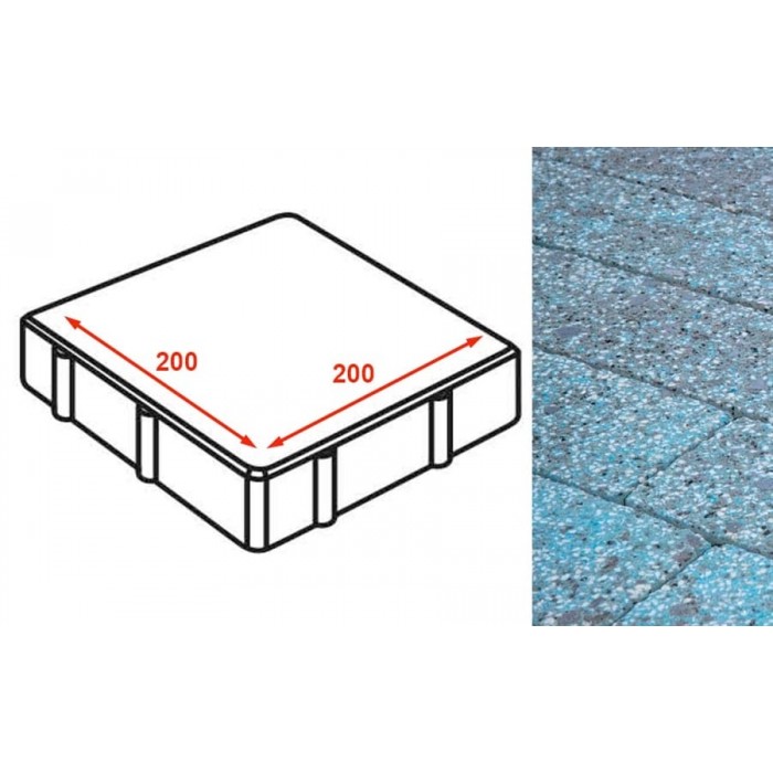 Плита тротуарная Готика Granite FINERRO, квадрат, Азул Бахия 200*200*80 мм