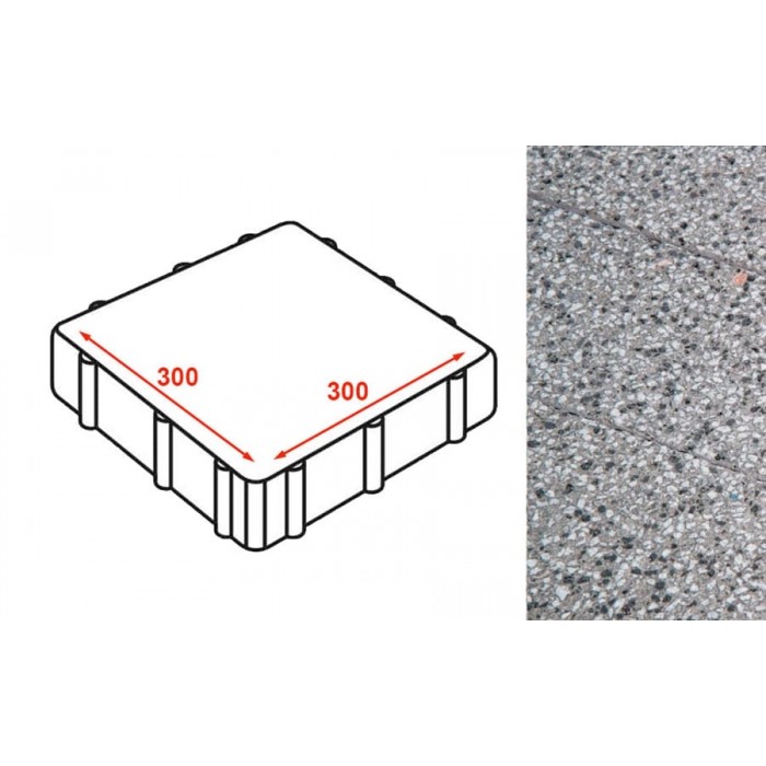 Плита тротуарная Готика Granite FINERRO, Квадрат, Белла Уайт 300*300*80 мм