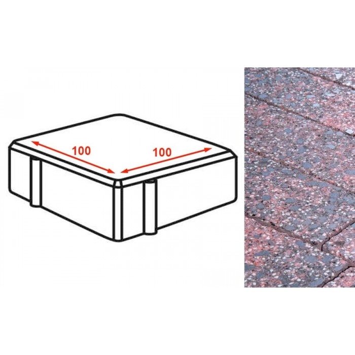 Плита тротуарная Готика Granite FINERRO, квадрат, Дымовский 100*100*80 мм