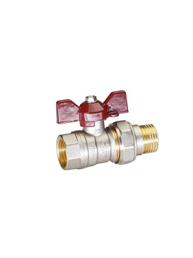 Кран латунный шаровой Temper 88.В-А.1.Б DN 25 PN 40 американка никелированный бабочка