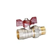 Кран латунный шаровой Temper 88.В-А.34.Б DN 20 PN 40 американка никелированный бабочка