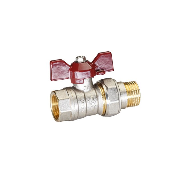 Кран латунный шаровой Temper 88.В-А.34.Б DN 20 PN 40 американка никелированный бабочка