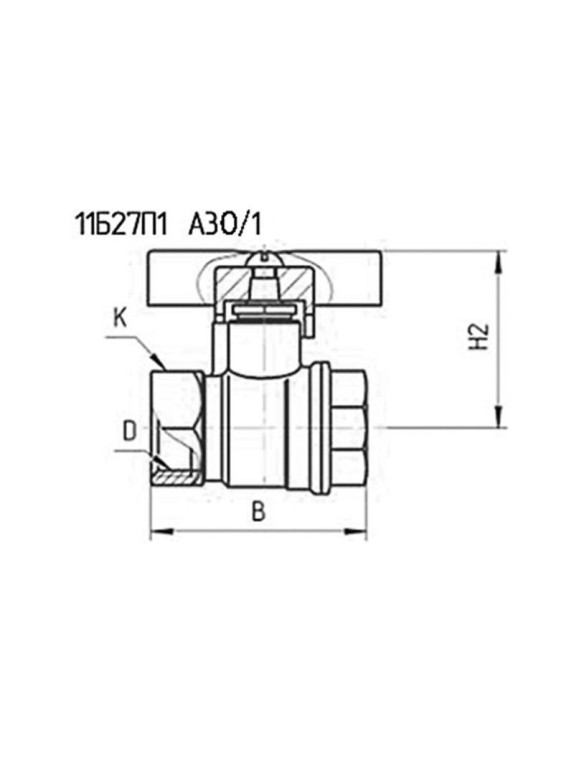 Кран латунный шаровой 11Б27п1 DN25 PN40 бабочка муфта-муфта БАЗ Standart