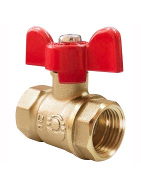 Кран латунный шаровой Valfex Optima.217.L0B1 11Б27фт1М DN 20 PN 25 муфта-муфта бабочка