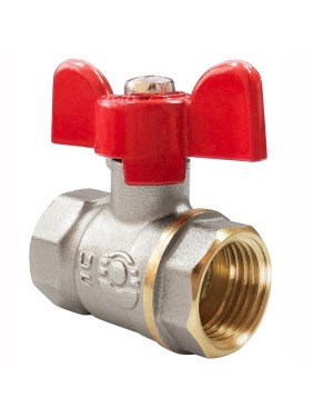 Кран латунный шаровой Valfex Optima.217.NLB1 11Б27фт1М DN 15 PN 25 никелированный муфта-муфта бабочка