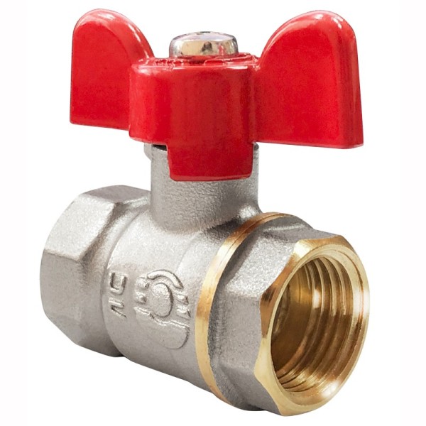 Кран латунный шаровой Valfex Optima.217.NLB1 11Б27фт1М DN 15 PN 25 никелированный муфта-муфта бабочка