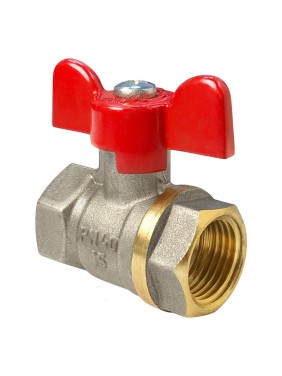Кран латунный шаровой Valfex.217.NB1 11Б27фт1М DN 15 PN 40 никелированный муфта-муфта бабочка