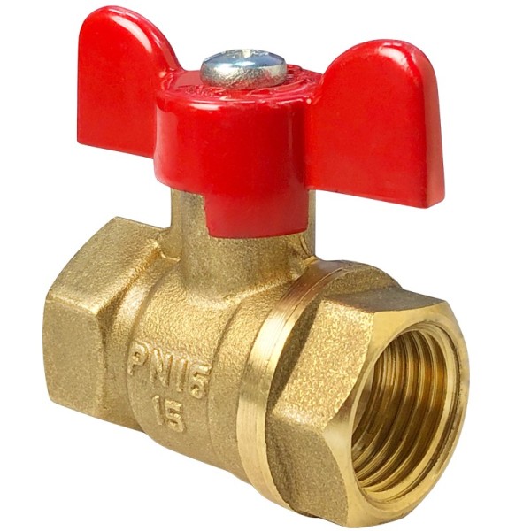 Кран латунный шаровой Valfex.217.LB1 11Б27фт1М DN 32 PN 40 муфта-муфта бабочка