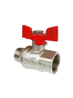 Кран латунный шаровой Valfex Premium.218.NB1 усиленный Н 11Б27фт1М DN 20 PN 40 никелированный муфта-штуцер бабочка