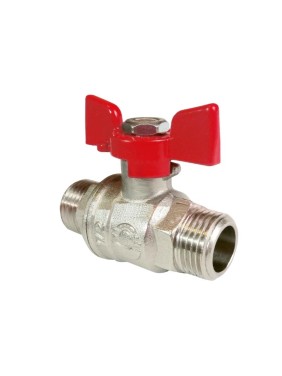 Кран латунный шаровой Valfex Premium.219.NB1 усиленный Н 11Б27фт1М DN 15 PN 63 никелированный штуцер-штуцер бабочка