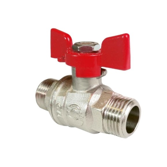 Кран латунный шаровой Valfex Premium.219.NB1 усиленный Н 11Б27фт1М DN 15 PN 63 никелированный штуцер-штуцер бабочка