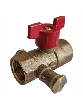 Кран латунный шаровой DN 20 PN 16 с дренажными патрубками G3/4'' муфта-муфта бабочка Пензапромарматура