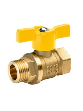 Кран латунный шаровой газовый 11Б27п DN25 PN40 бабочка муфта-штуцер БАЗ Standart