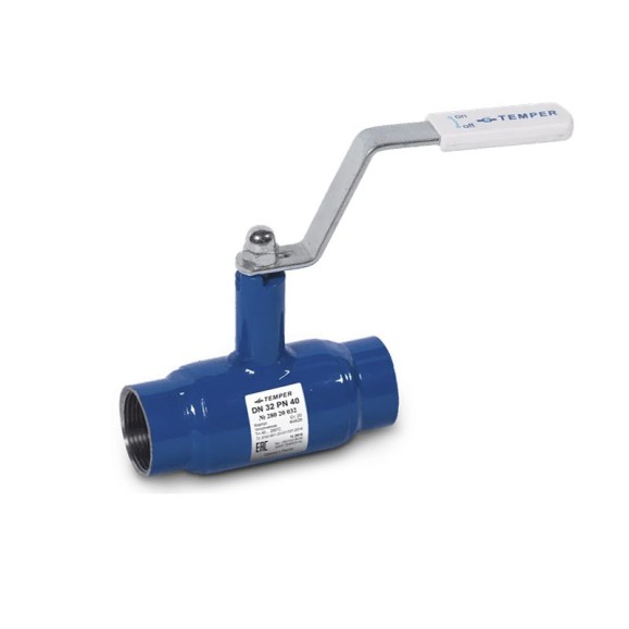 Кран стальной шаровой DN 40-32 PN40 120мм муфта-муфта с ручкой Temper Кран стальной шаровой DN 40-32 PN40 120мм муфта-муфта с ручкой Temper