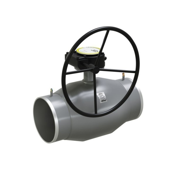 Кран стальной шаровой цельносварной  DN 150 PN 25 360мм стандартнопроходной приварной с редуктором LD Regula
