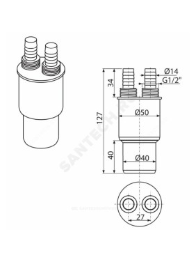 Муфта PP-H переходная белая HT Дн 50х40 б/нап резьба 1/2"НР , штуцер 14мм Alca Plast AKS6