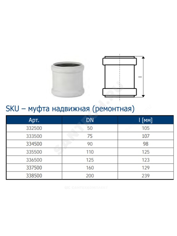 Муфта ремонтная бесшумная светло-серая PP-MD Skolan Safe SKU Ostendorf