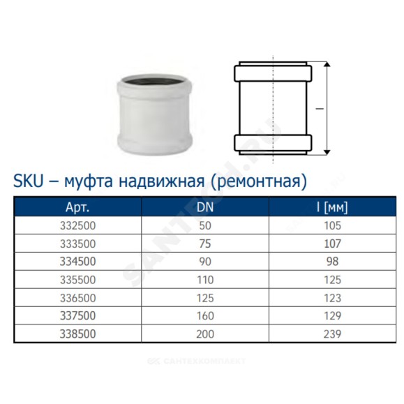 Муфта ремонтная бесшумная светло-серая PP-MD Skolan Safe SKU Ostendorf