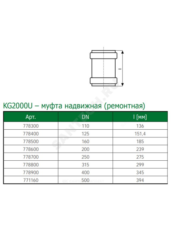 Муфта ремонтная зелёная PP-MD KG2000 KG2000U Ostendorf