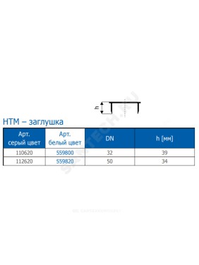 Заглушка PP-H белая HTMw Дн 50 б/нап Ostendorf 559820
