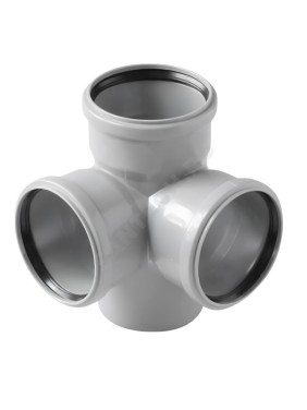 Крестовина PP-H 2-плоскостная серая BASE Дн 110х110х110х87,5гр б/нап в/к VALFEX 28110110