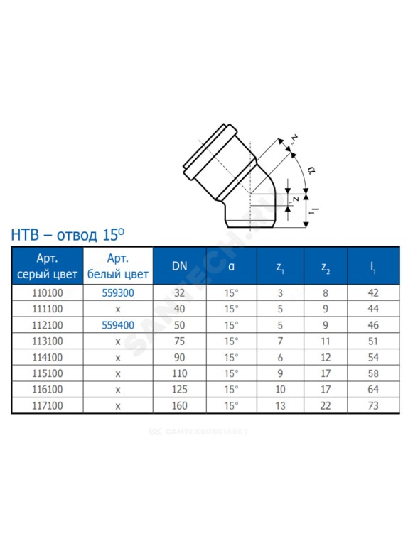 Отвод серый PP-H HT HTB Ostendorf