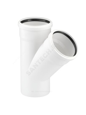 Тройник PP-H бесшумный белый RAUPIANO PLUS Дн 40х40х45гр б/нап в/к Rehau 11231041002