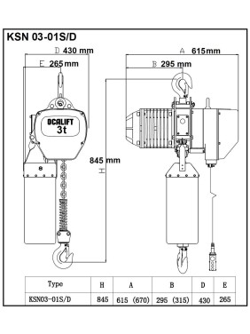 ТАЛЬ ЦЕПНАЯ СТАЦИОНАРНАЯ OCALIFT 03-01S 3Т 24М