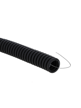 Труба гофрированная ПВХ d32мм с протяжкой черн. (уп.50м) Plast EKF tg-z-32-50-black