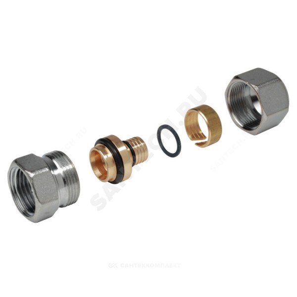 Муфта для МП/PE-X труб латунь хром ВР R187F Giacomini