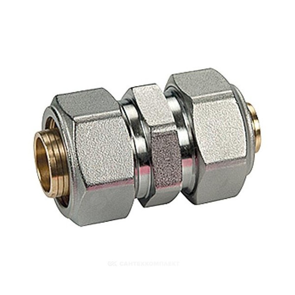 Муфта переходная для МП/PE-X труб латунь хром обжим R566AM Giacomini