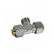 Тройник для МП/PE-X труб латунь обжим НР R568AM Giacomini