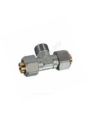 Тройник для МП/PE-X труб латунь обжим НР R568AM Giacomini