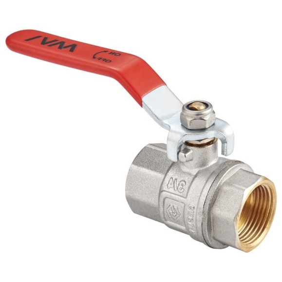 Кран латунный шаровой MVI BV.511 DN 15 PN 40 никелированный полнопроходной муфта-муфта рычаг Кран латунный шаровой MVI BV.511 DN 15 PN 40 никелированный полнопроходной муфта-муфта рычаг