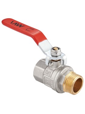 Кран латунный шаровой MVI BV.512 DN 20 PN 40 никелированный полнопроходной муфта-штуцер рычаг