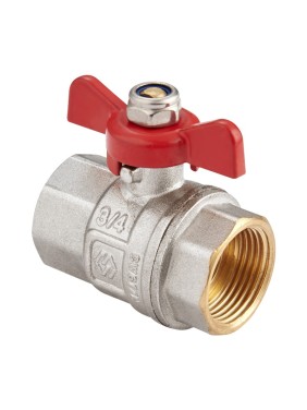 Кран латунный шаровой MVI BV.513 DN 25 PN 40 никелированный полнопроходной муфта-муфта бабочка