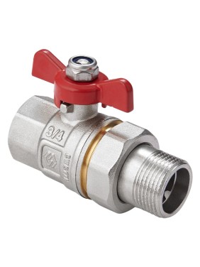 Кран латунный шаровой MVI BV.520 DN 20 PN 40 никелированный полнопроходной американка бабочка