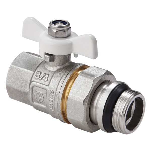 Кран латунный шаровой MVI BV.521 DN 15 PN 40 с уплотнением никелированный полнопроходной американка бабочка