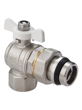 Кран латунный шаровой MVI BV.523 DN 15 PN 40 угловой с уплотнением никелированный полнопроходной американка