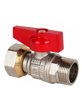 Кран латунный шаровой MVI BV.531 DN 15 PN 40 никелированный полнопроходной бабочка штуцер-накидная гайка