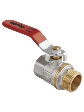 Кран латунный шаровой MVI AquaHit BV.312.04 DN 25 PN 25 рычаг муфта-штуцер полнопроходной никелированный