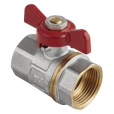 Кран латунный шаровой MVI AquaHit BV.313.04 DN 20 PN 25 бабочка муфта-муфта полнопроходной никелированный