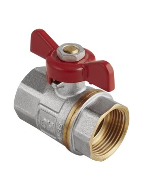 Кран латунный шаровой MVI AquaHit BV.313.04 DN 20 PN 25 бабочка муфта-муфта полнопроходной никелированный