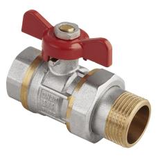 Кран латунный шаровой MVI AquaHit BV.320.04 DN 15 PN 25 бабочка американка полнопроходной никелированный
