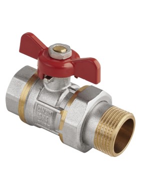 Кран латунный шаровой MVI AquaHit BV.320.04 DN 15 PN 25 бабочка американка полнопроходной никелированный