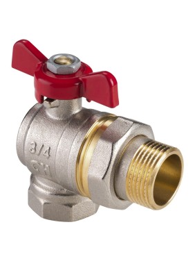 Кран латунный шаровой MVI AquaHit BV.322.05 DN 20 PN 25 бабочка американка полнопроходной угловой никелированный