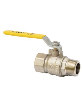 Кран латунный шаровой газовый MVI BV.812 DN 20 PN 25 никелированный полнопроходной муфта-штуцер рычаг